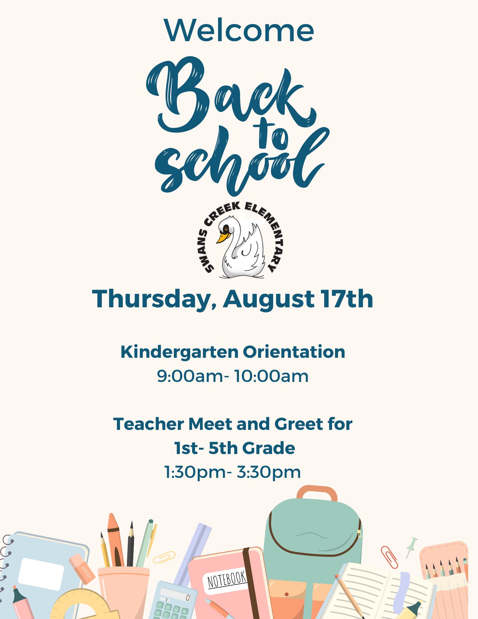 Kinder Orientation & Open House Dates and Times Swans Creek