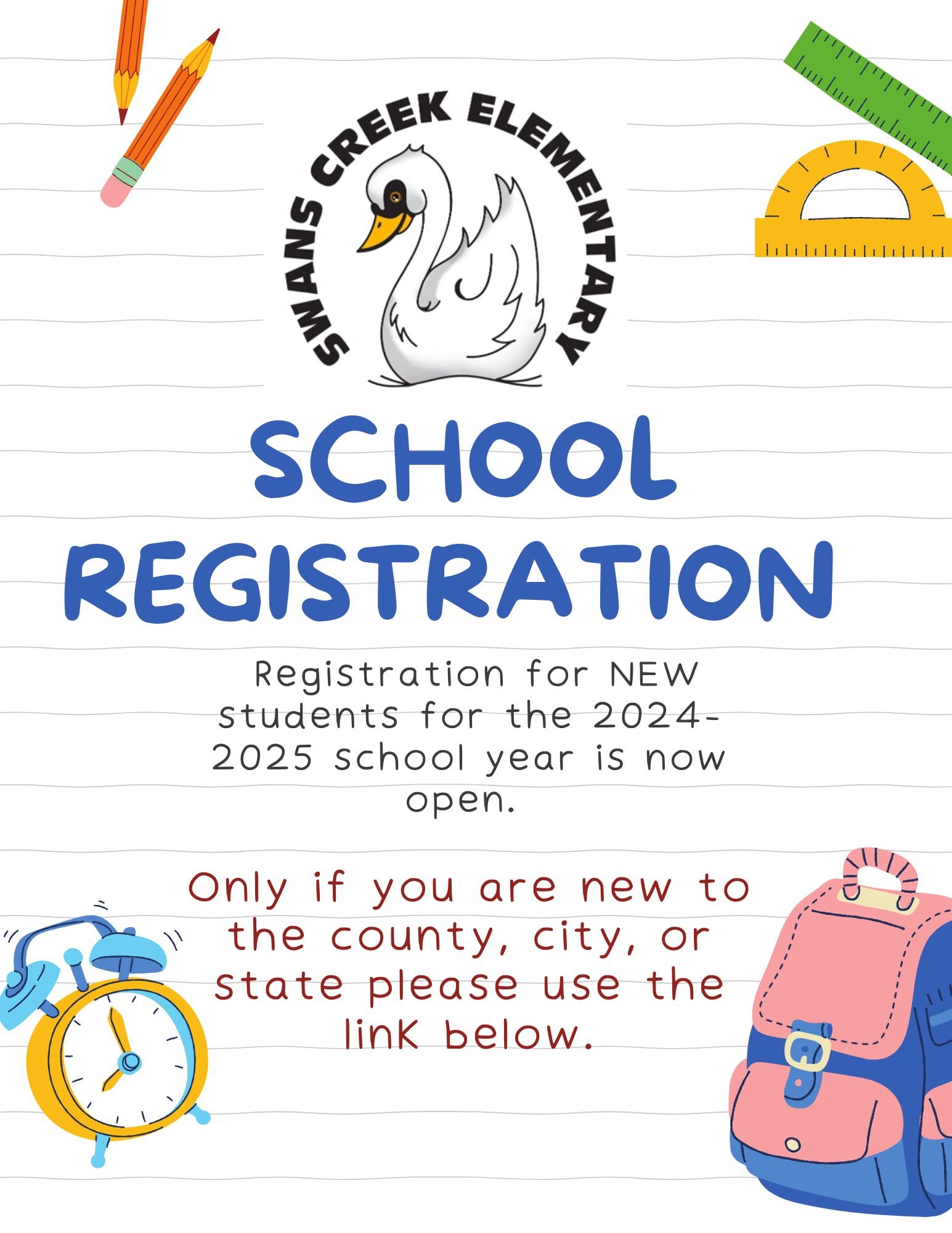 New Student Registration Swans Creek Elementary School